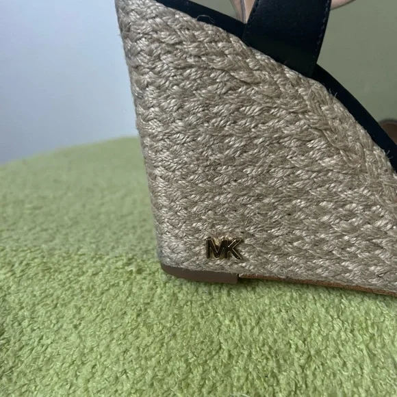 Michael Kors Black Espadrille Platform Wedge Sandals Heels - Picture 2 of 10